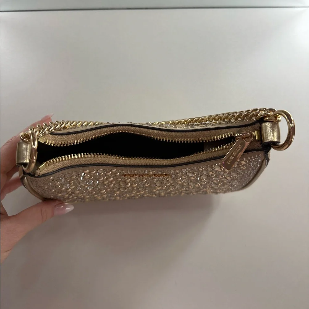 Michael Kors Gold Crystal Embellished Shoulder Bag - Picture 4 of 5